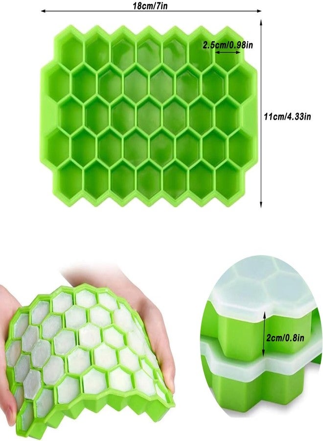 ساندرا قطعتان من قوالب مكعبات الثلج للفريزر، عبوة من قطعتين من قوالب مكعبات الثلج مع غطاء، قالب ثلج سيليكون مع غطاء - 37 خانة، سهل الفك وقابل لإعادة الاستخدام، 74 قطعة من مكعبات الثلج الصغيرة للقهوة المثلجة والكوكتيل والويسكي والشوكولاتة والحساء والطعام (2) - Image 5